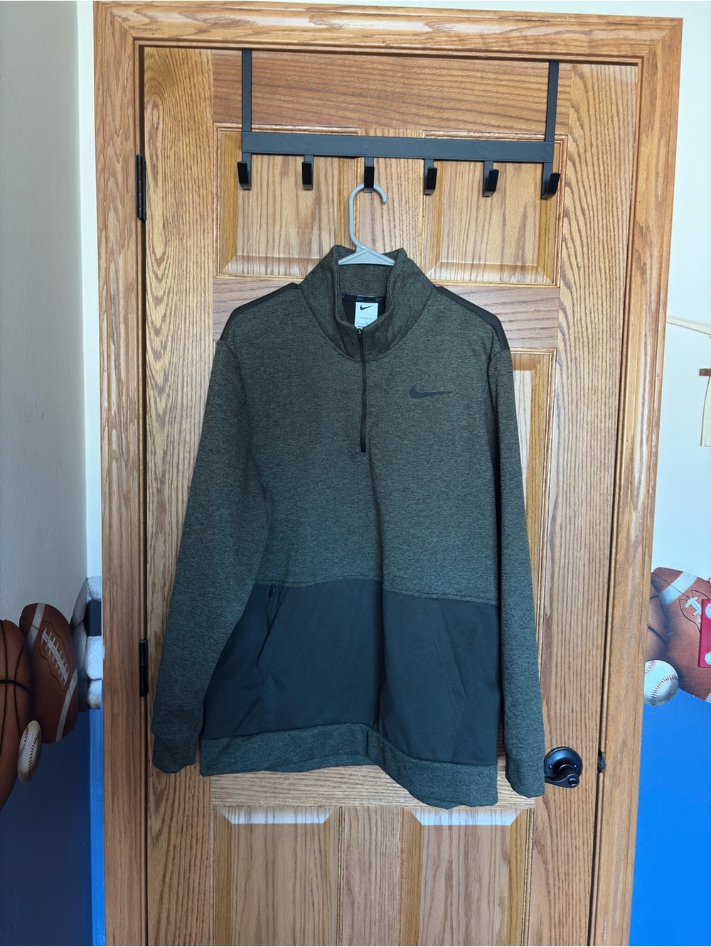 Nike Men’s Olive Green and Black Half-Zip Performance Jacket